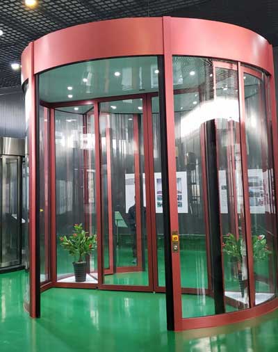 展箱回縮防夾人兩翼旋轉門