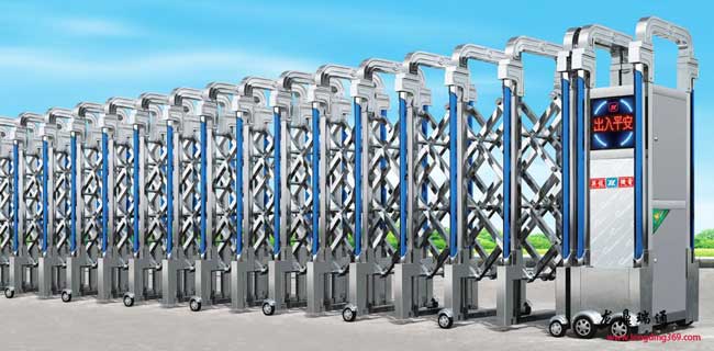 鋁合金電動伸縮門LD-303銀色單桿