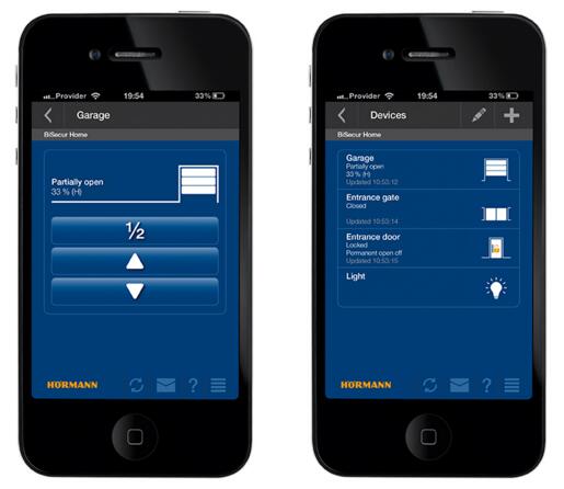 圖：通過BiSecur App，您可以隨時(shí)了解車庫(kù)門及其他霍曼智能家居應(yīng)用的狀態(tài)