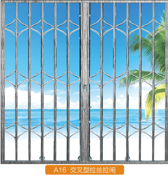 不銹鋼拉閘門 - 拉絲交叉型拉閘門