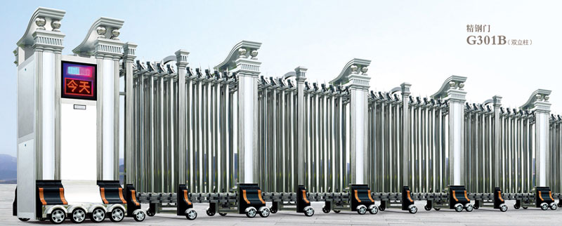 運(yùn)城出安智能伸縮門為中源?格林雅地大門口添上色彩