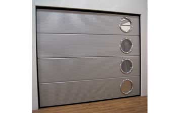 車庫門 - 銀灰色水波浪紋樣式車庫門