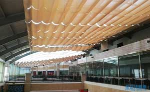 佛山順德區(qū)陳村順聯(lián)廣場電動天棚簾窗簾案例